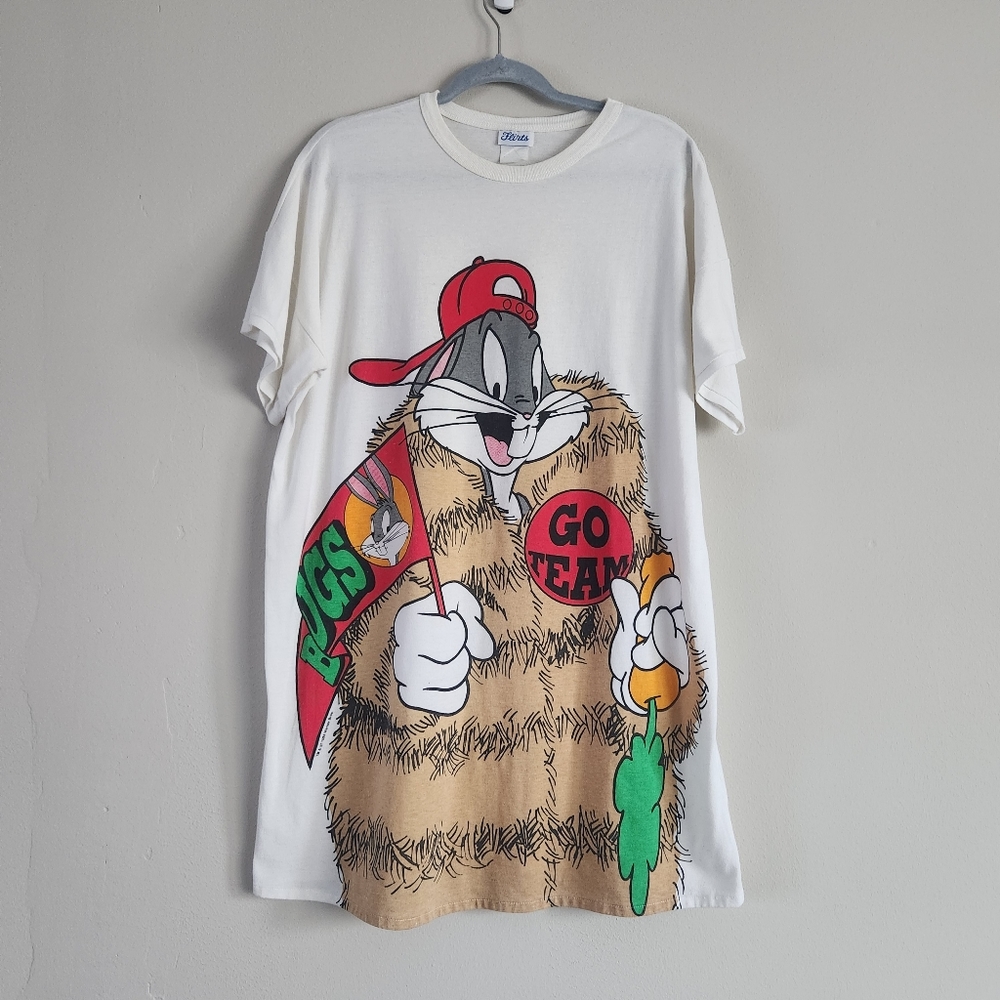 Looney Tunes Bugs Bunny Large Print T Shirt Short Sleeve Vintage 90s Tee